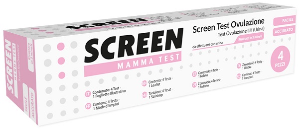 TEST RAPIDO CHE RILEVA TRAMITE URINA L'ORMONE LH INDIVIDUANDO IL PERIODO DI OVULAZIONE 4 PEZZI SCREEN MAMMA TEST OVULAZIONE - FARMACIA33