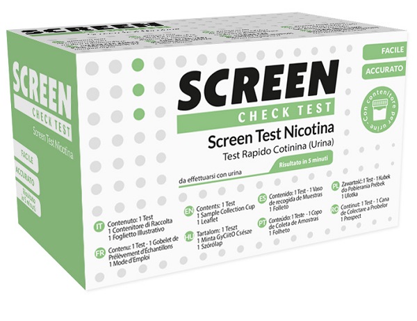 TEST RAPIDO CHE RILEVA LA PRESENZA DELLA COTININA/NICOTINA TRAMITE URINA SCREEN CHECK TEST NICOTINA - FARMACIA33