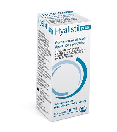 GOCCE OCULARI HYALISTIL PLUS ACIDO IALURONICO 0,4% ACQUA DISTILLATA DI GINKGO BILOBA + MIRTILLO NERO + FINOCCHIO + CENTELLA ASIATICA 10 ML - FARMACIA33