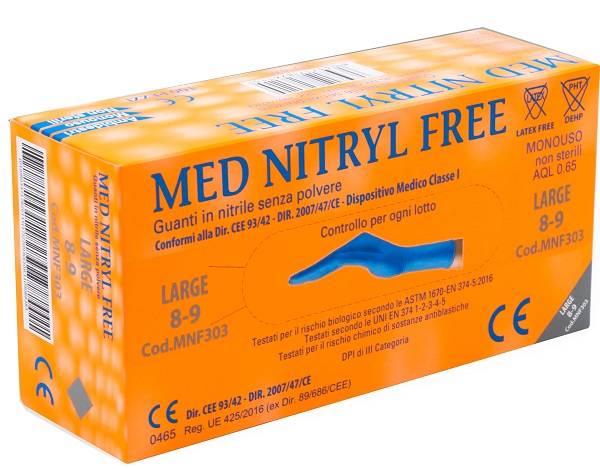 GUANTI NITRILE SENZA POLVERE LARGE 100 PEZZI - FARMACIA33