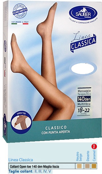 SAUBER COLLANT OPEN TOE MAGLIA LISCIA 140 DEN COLORE NEUTRO BEIGE TAGLIA 4 LINEA CLASSICA - FARMACIA33