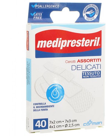 MEDIPRESTERIL CEROTTI DELICATI ASSORTITI 4 FORMATI 40 PEZZI - FARMACIA33