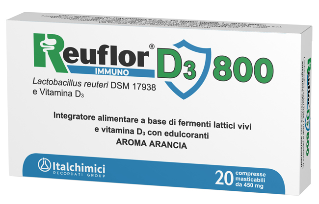 REUFLOR D3 800 20 COMPRESSE MASTICABILI AROMA ARANCIA - FARMACIA33
