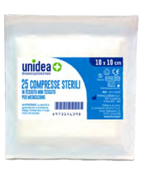 GARZA COMPRESSA UNIDEA TESSUTO NON TESSUTO 10X10 CM 25 PEZ ZI - FARMACIA33