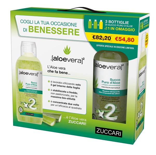 ALOEVERA2 SUCCO PURO ALOE 3 PEZZI DA 1 LITRO - FARMACIA33