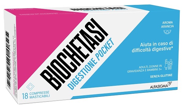 BIOCHETASI DIGESTIONE POCKET 18 COMPRESSE MASTICABILI - FARMACIA33