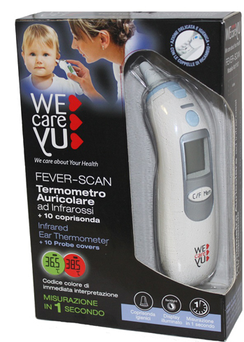 TERMOMETRO AURICOLARE WECAREYU FEVER-SCAN AD INFRAROSSI CON 10 COPRISONDA - FARMACIA33