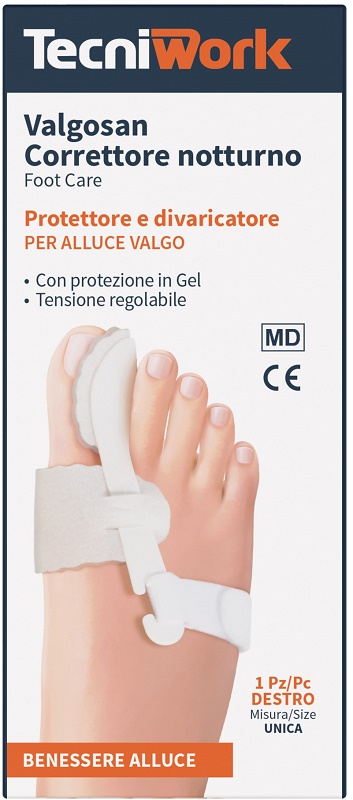CORRETTORE NOTTURNO PER ALLUCE VALGO DESTRO MISURA UNICA VALGOSAN 1 PEZZO - FARMACIA33