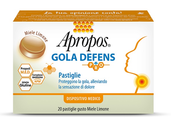 APROPOS GOLA DEFENS PRO 20 PASTIGLIE MIELE LIMONE - FARMACIA33