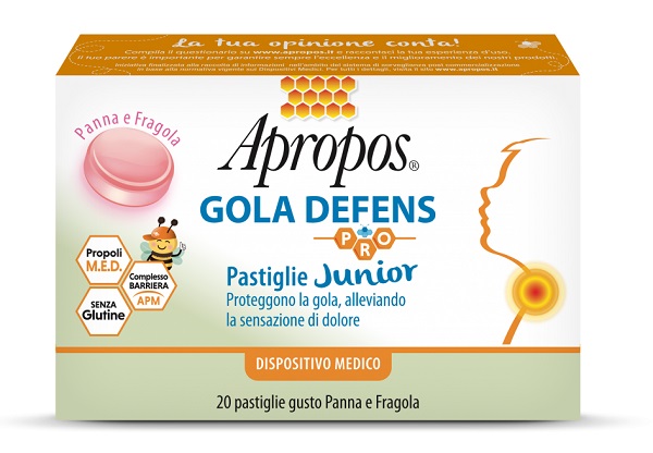 APROPOS GOLA DEFENS PRO 20 PASTIGLIE JUNIOR PANNA FRAGOLA - FARMACIA33