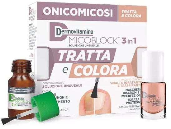 DERMOVITAMINA MICOBLOCK 3 IN 1 TRATTA E COLORA SOLUZIONE UNGUEALE 7 ML + SMALTO IDRATANTE TRASPIRANTE 5 ML - FARMACIA33