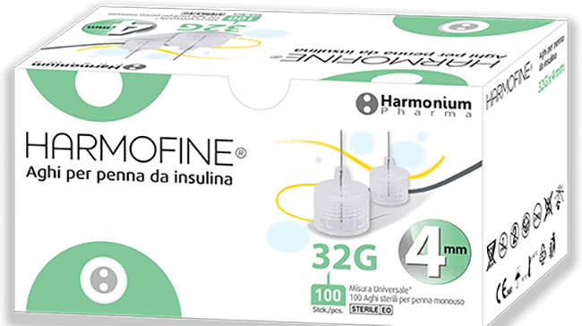 AGO HARMOFINE PENNA DA INSULINA GAUGE 32 4MM 100 PEZZI - FARMACIA33