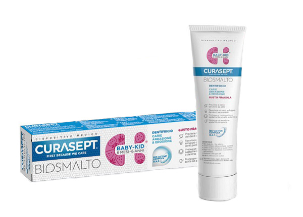 CURASEPT BIOSMALTO DENTIFRICIO BABY KID FRAGOLA CARIE ABRASIONE & EROSIONE 50 ML - FARMACIA33