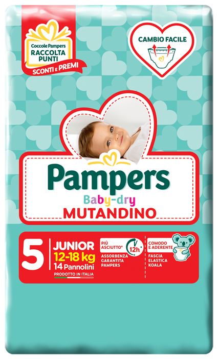 PANNOLINO A MUTANDINA PAMPERS BABY DRY JUNIOR SMALL PACK 14 PEZZI - FARMACIA33