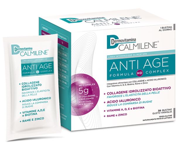 DERMOVITAMINA CALMILENE ANTIAGE IA A BASE DI COLLAGENE E ACIDO IALURONICO POLVERE 30 BUSTINE - FARMACIA33