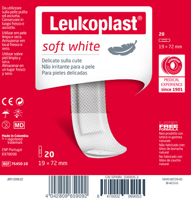 LEUKOPLAST SOFT WHITE 72 X 19 CM 20 PEZZI - FARMACIA33