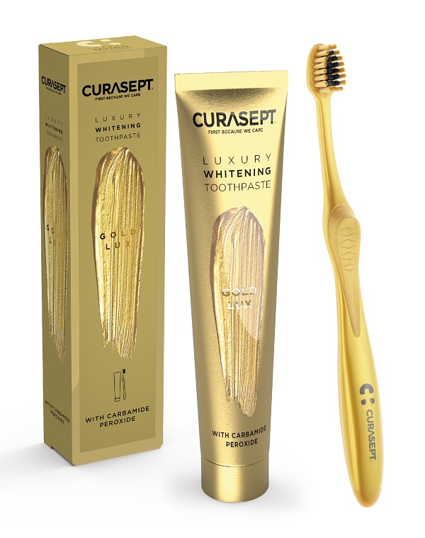 CURASEPT GOLD LUXURY WHITENING DENTIFRICIO 75 ML + SPAZZOLINO - FARMACIA33