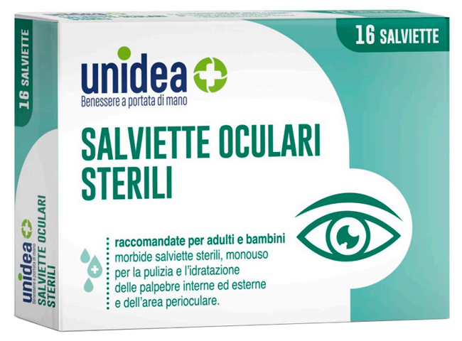 SALVIETTE OCULARI UNIDEA 16 PEZZI STERILI MONOUSO - FARMACIA33