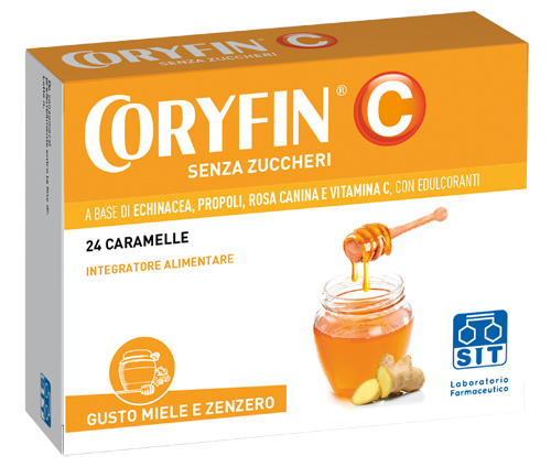 CORYFIN C SENZA ZUCCHERO MIELE ZENZERO 24 CARAMELLE - FARMACIA33