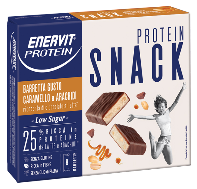 ENERVIT PROTEIN SNACK CARAMELLO ARACHIDI LOW SUGAR 8 BARRETTE 31 G - FARMACIA33
