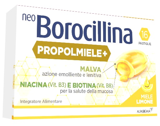 NEOBOROCILLINA PROPOLMIELE+ MIELE/LIMONE 16 PASTIGLIE - FARMACIA33