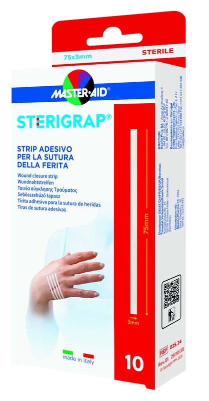 MASTER-AID STERIGRAP STRIP ADESIVO SUTURA FERITE 75X3 MM 10 PEZZI - FARMACIA33