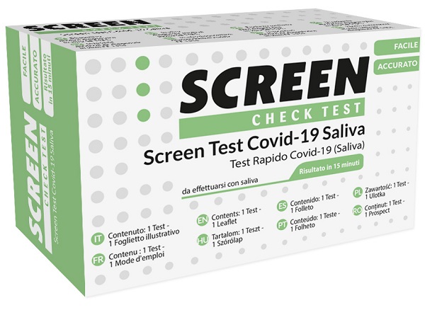 TEST ANTIGENICO RAPIDO COVID-19 SCREEN AUTODIAGNOSTICO DETERMINAZIONE QUALITATIVA ANTIGENI SARS-COV-2 IN CAMPIONI SALIVARI MEDIANTE IMMUNOCROMATOGRAFIA - FARMACIA33