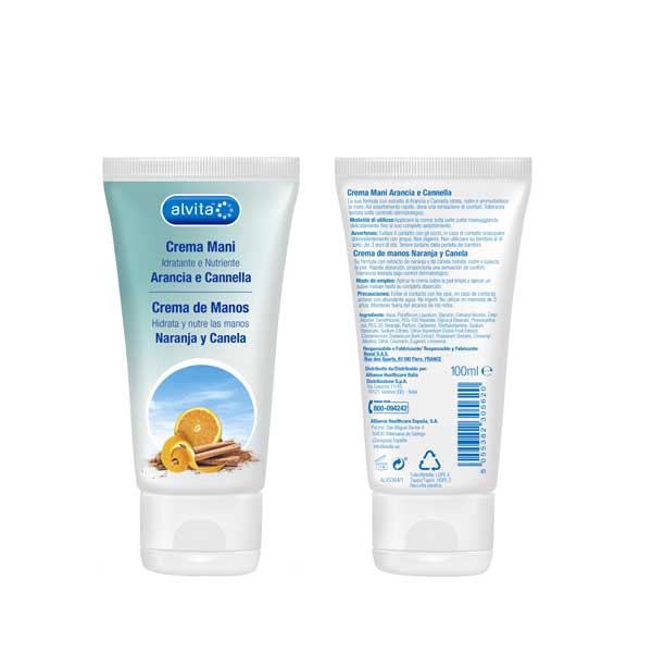 ALVITA CREMA MANI ARANCIA E CANNELLA 100 ML - FARMACIA33