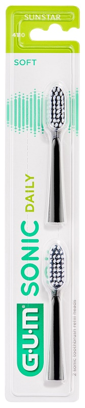 GUM SONIC DAILY SPAZZOLINO BATTERIA REFILL BLACK 2 PEZZI - FARMACIA33