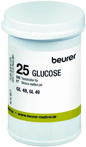 STRISCE MISURAZIONE GLICEMIA BEURER PER GLUCOMETRO GL48/GL49 IN FLACONE 25 PEZZI - FARMACIA33