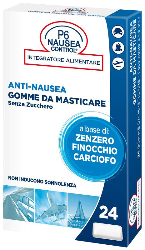 P6 NAUSEA CONTROL 24 GOMME DA MASTICARE SENZA ZUCCHERO - FARMACIA33