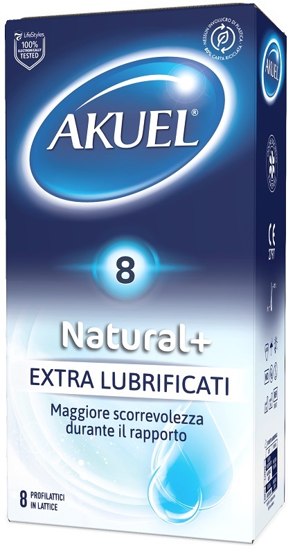 PROFILATTICO AKUEL NATURAL+ EXTRALUBRIFICATO 8 PEZZI - FARMACIA33