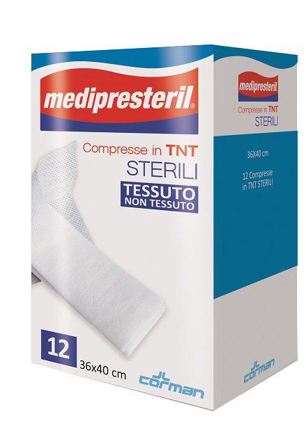 GARZA COMPRESSA MEDIPRESTERIL TNT 36X40CM 12 PEZZI - FARMACIA33