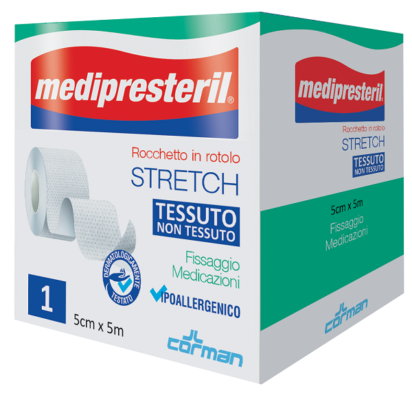 MEDIPRESTERIL ROCCHETTO ROTOLO STRETCH TESSUTO NON TESSUTO 5 CM X 500 CM - FARMACIA33