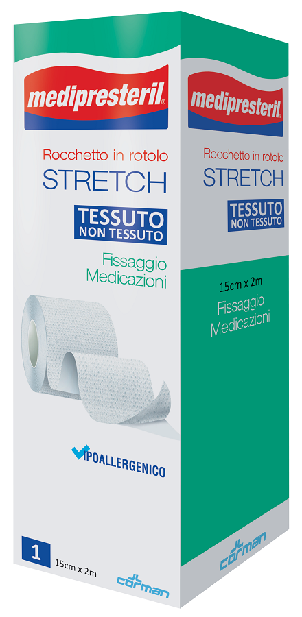 MEDIPRESTERIL ROCCHETTO ROTOLO STRETCH TESSUTO NON TESSUTO 15 CM X 200 CM - FARMACIA33