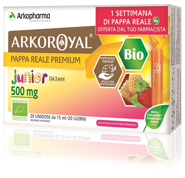 ARKOROYAL JUNIOR PAPPA REALE 500MG BIO 20 FIALOIDI PROMO - FARMACIA33