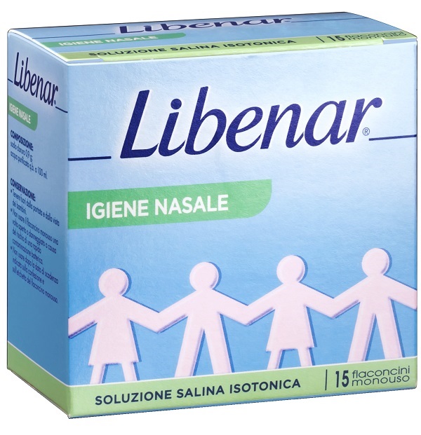 SOLUZIONE SALINA ISOTONICA 0,9% LIBENAR PER IGIENE NASALE 15 FLACONCINI MONOUSO X 5 ML - FARMACIA33