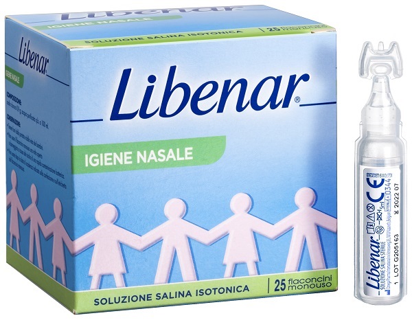 SOLUZIONE SALINA ISOTONICA 0,9% LIBENAR PER IGIENE NASALE 25 FLACONCINI MONOUSO X 5 ML - FARMACIA33