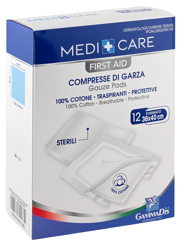 GARZA MEDICARE COTONE 36X40 CM 12 PEZZI - FARMACIA33
