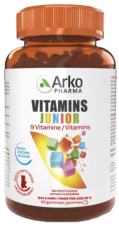 VITAMINS JUNIOR 60 GUMMIES SENZA ZUCCHERI GUSTO FRUTTI ROSSI - FARMACIA33