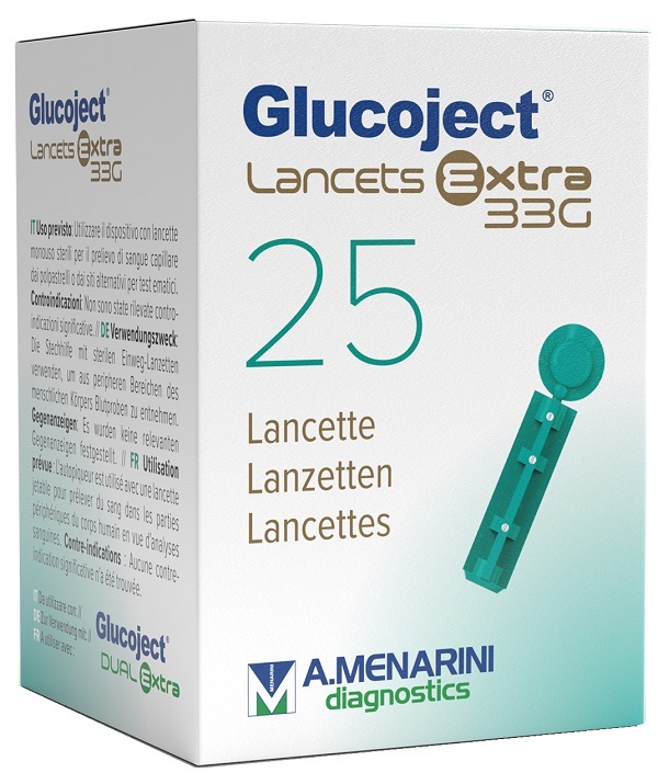 LANCETTA PUNGIDITO GLUCOJET EXTRA GAUGE 33 25 PEZZI - FARMACIA33