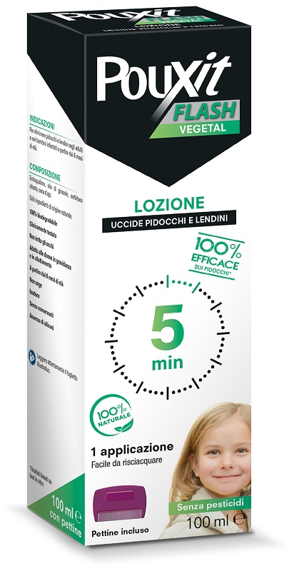 POUXIT FLASH VEGETAL LOZIONE PIDOCCHI E LENDINI 100 ML CON PETTINE - FARMACIA33