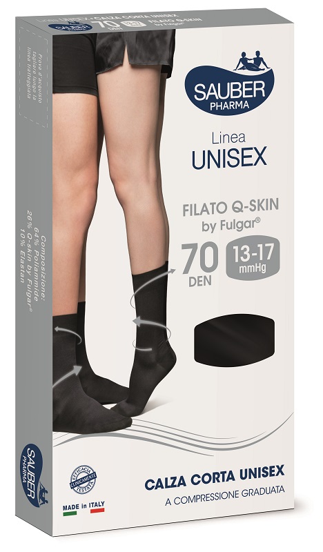 SAUBER PHARMA UNISEX QSKIN CALZA CORTA 70 NERO LARGE - FARMACIA33